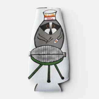BBQ Raccoon on Bottle Cozie Bottle Cooler
