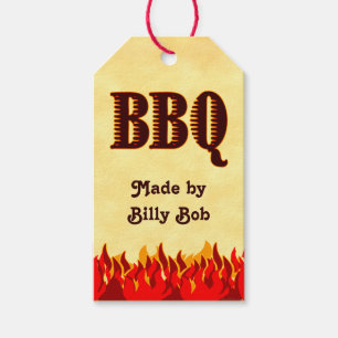 BBQ Red Flames Custom Canning or Gift Tag