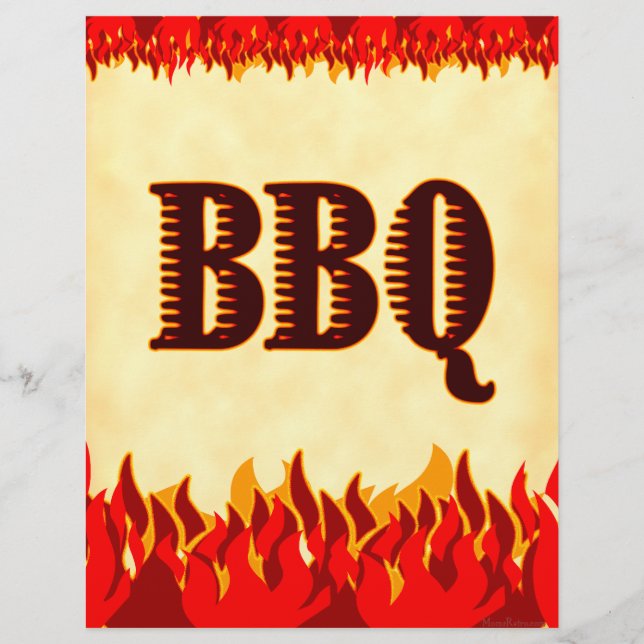 BBQ Red Flames Custom Party Flyer Template (Front)