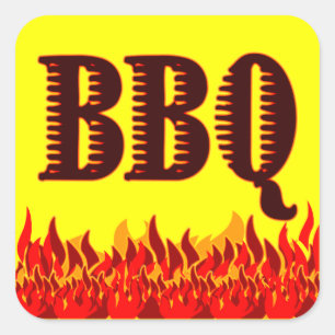BBQ Red Flames Customizable Jar or Canning Sticker
