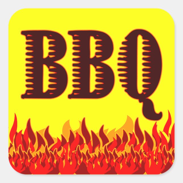 BBQ Red Flames personnalisable Jar ou Sticker à ca (Devant)