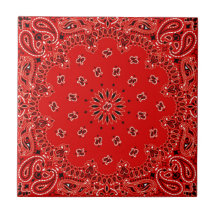 BBQ Red Paisley Western Bandana Scarf Print