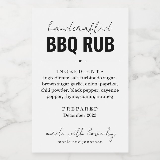 BBQ Rub Barbecue Seasoning Blend Jar Étiquette Cad (Étiquettes simples)