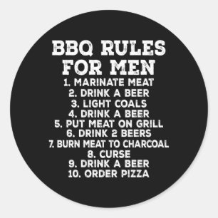 Bbq Rules For Men Funny Grilling Beer Classic Round Sticker