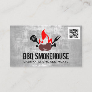 BBQ Sausage Fire qr code Business Card
