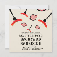 BBQ Save the Date Card with Grill & Fork