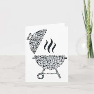 Bbq Shape Collage Silhouette Grill Cook Shirt Byrb Card