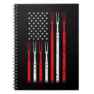 BBQ | Shirt For Men Dad Gift Patriotic USA Flag Notebook
