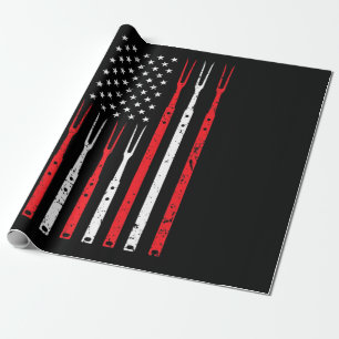 BBQ   Shirt For Men Dad Gift Patriotic USA Flag Wrapping Paper