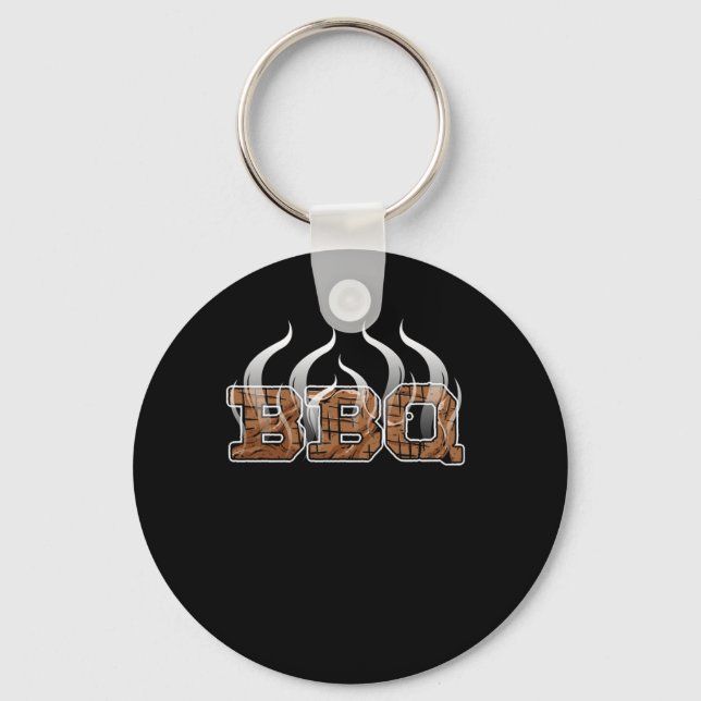 bbq smoke Barbecue Party Its Grill Time Keychain (Front)