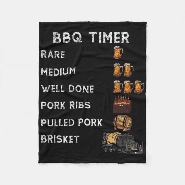 Bbq Smoker Bbq Timer Rare Pork Ribs Pulled Pork Br Fleece Blanket (Front)