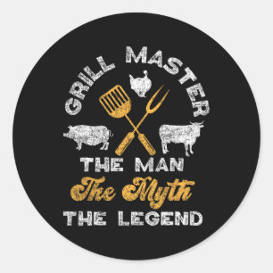 Bbq Smoker Grill Master The Man The Myth The Legen Classic Round Sticker