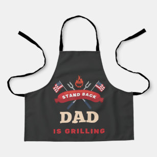 BBQ Smoker Stand Back Dad Is Grilling Funny Father Apron
