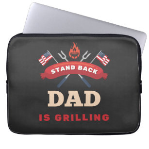BBQ Smoker Stand Back Dad Is Grilling Funny Father Laptop Sleeve