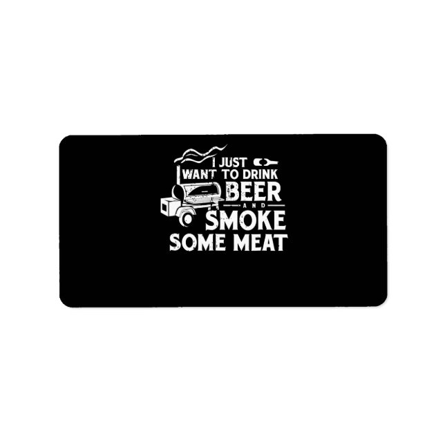 BBQ Smoking Pitmaster Gift Drink Beer Smoke Meat Label (Front)