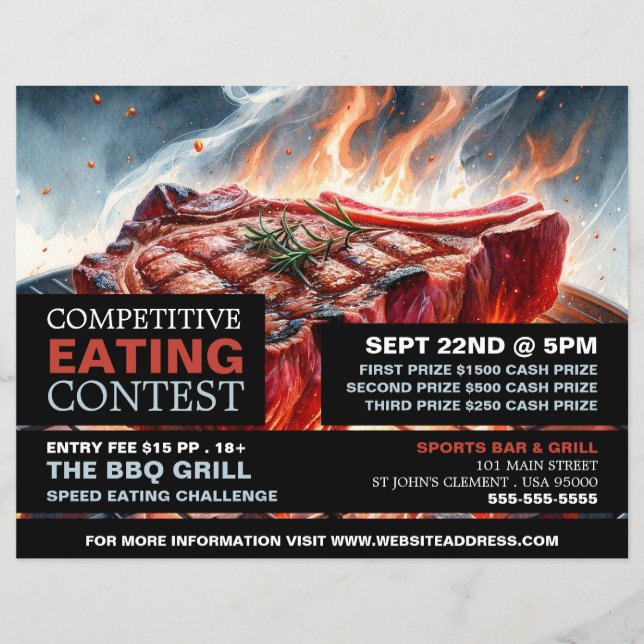 BBQ Steak - Competitive/Speed Eating Contest Flyer (Front)
