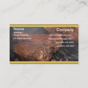 BBQ steaks on the grill with smoke Business Card