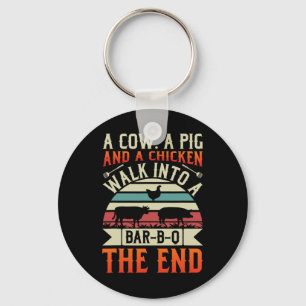 Bbq Summer Grillin Cow Pig Chicken For Men Graphic Keychain