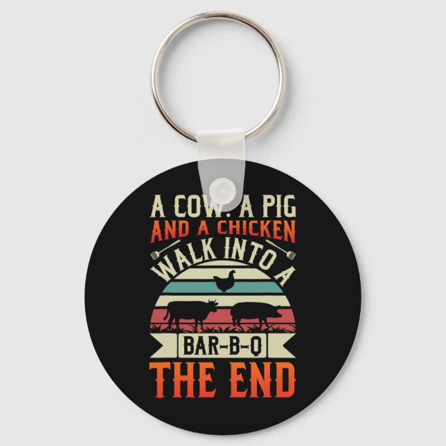 Bbq Summer Grillin Cow Pig Chicken For Men Graphic Keychain (Front)