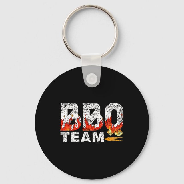 Bbq Team Meat Byrbecue Grilling Grill Bbq  Keychain (Front)