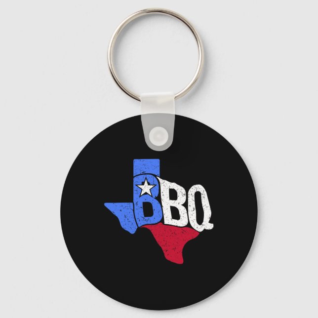Bbq Texas State Flag And Byrbecue Map  Keychain (Front)
