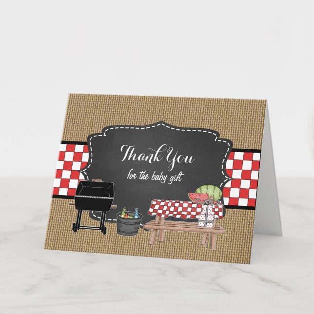 BBQ thank you note, baby q baby shower Card (Creator Uploaded)