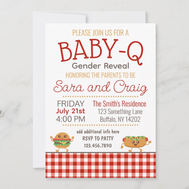BBQ thème Baby-Q Genre Reveillez Invitation modifi (Devant)