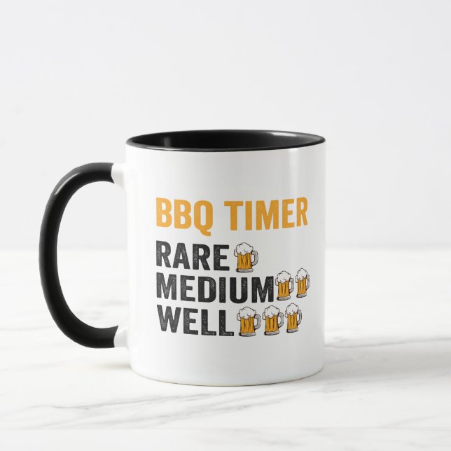 BBQ Timer Beer Drinking Funny Grilling Dad Gift Mug (Left)
