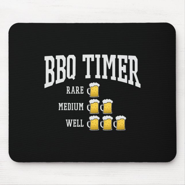 Bbq Timer Funny Grill Chef Grilling Cooking Beer L Mouse Pad (Front)