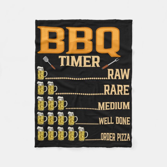 Bbq Timer Raw Rare Medium Well Done Grill Lovers  Fleece Blanket (Front)