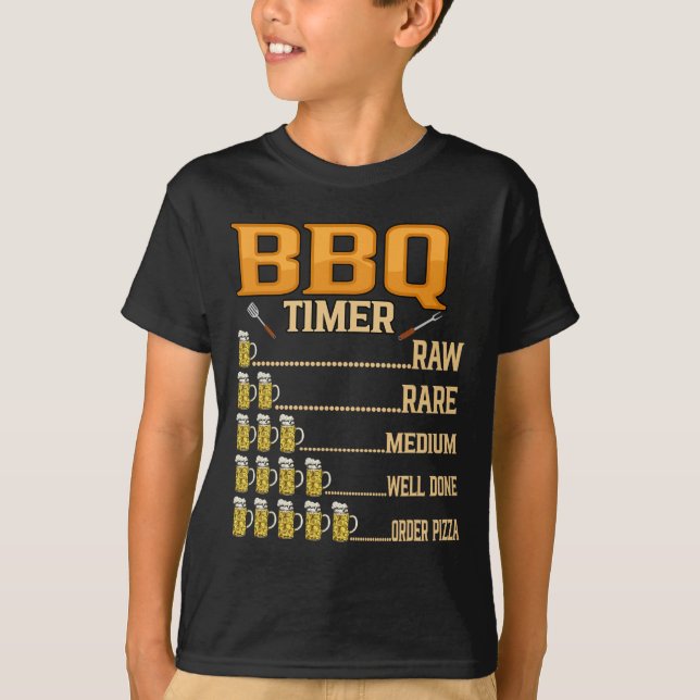 Bbq Timer Raw Rare Medium Well Done Grill Lovers  T-Shirt (Front)