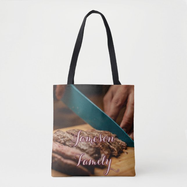 BBQ Tote Bag Family Cooked Meat Food (Front)