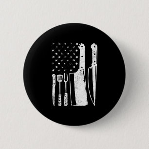 Bbq usa flag patriotic fourth of july master chef  2 inch round button