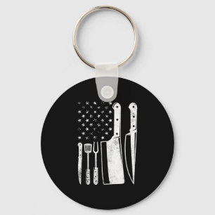 Bbq usa flag patriotic fourth of july master chef keychain