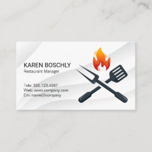 BBQ Utensils Logo   Restaurant Business Card