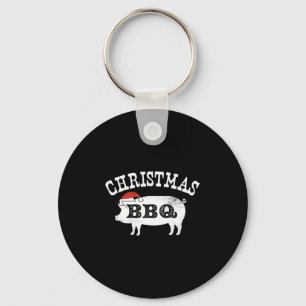 BBQ Vintage Distressed Santa Hat Pork Keychain