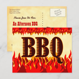 BBQ Western Flames Custom Invitation Postcard