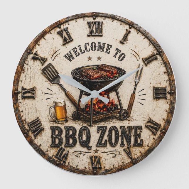 BBQ Zone  Barbecue Grill Large Clock (Front)