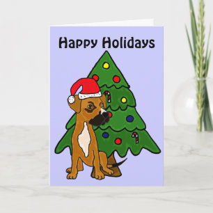 BC- Boxer Mix Puppy Happy Holidays Card