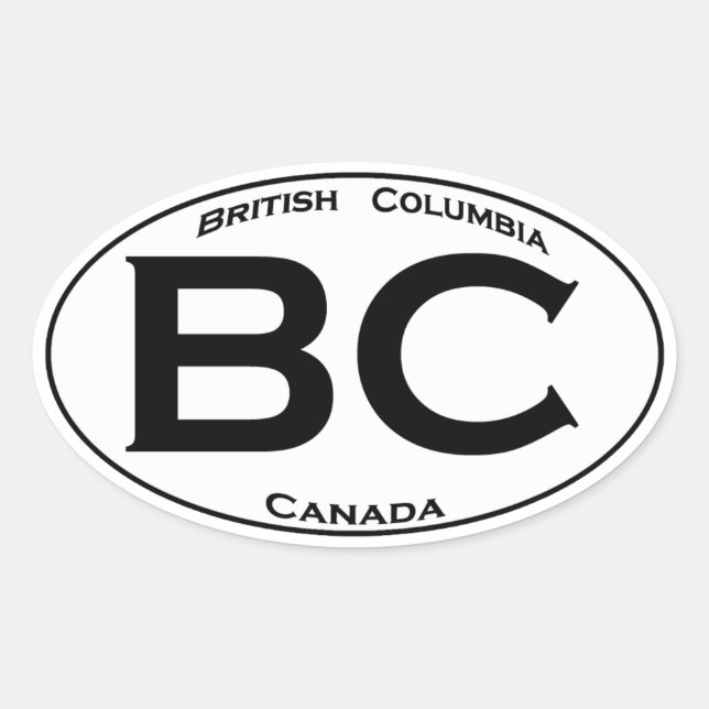 BC (British Columbia) Oval Logo Oval Sticker (Front)