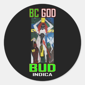 BC GOD BUD INDICA CLASSIC ROUND STICKER