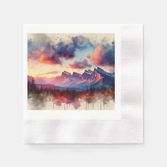 BC Rockies Sunset,  Napkin (Front)