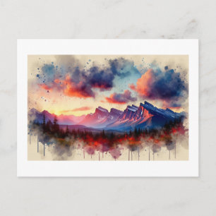 BC Rockies Sunset,  Postcard