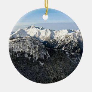 BC Snowy Mountains Ceramic Ornament