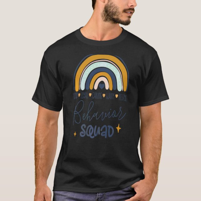 Bcba Boho Rainbow Rbt Aba Applied Behaviour Squad T-Shirt (Front)