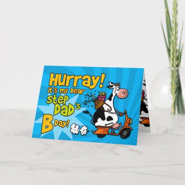 bd scooter cow - step dad card (Front)