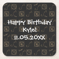 Bday Black Gold Zodiac Scorpio Astrology Star Sign