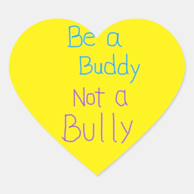 Be A Buddy Not A Bully Heart Sticker Sheet of 20 (Front)