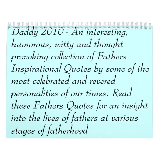 "Be A Father" Calendar (Cover)