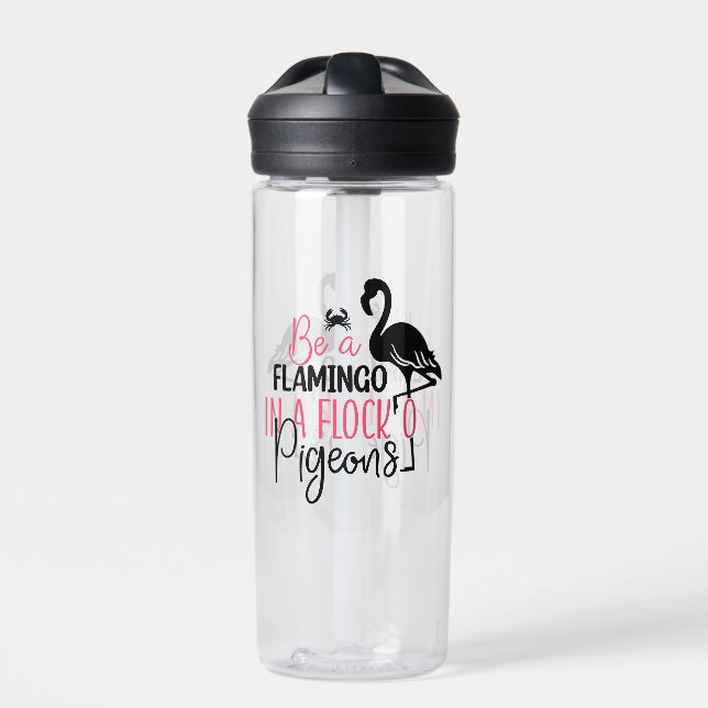Be A Flamingo In A Flock of Pigeons Water Bottle (Front)